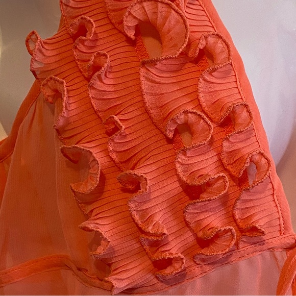 La Senza 2 Piece Sheer Coral Ruffle Chemise Sleep Set - Picture 9 of 16